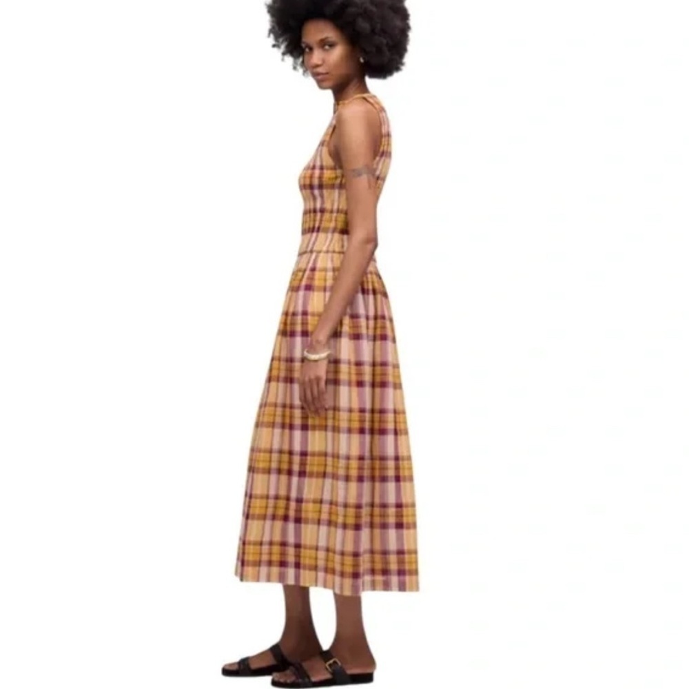 Magaschoni Plaid Boatneck Midi Dress Size 4